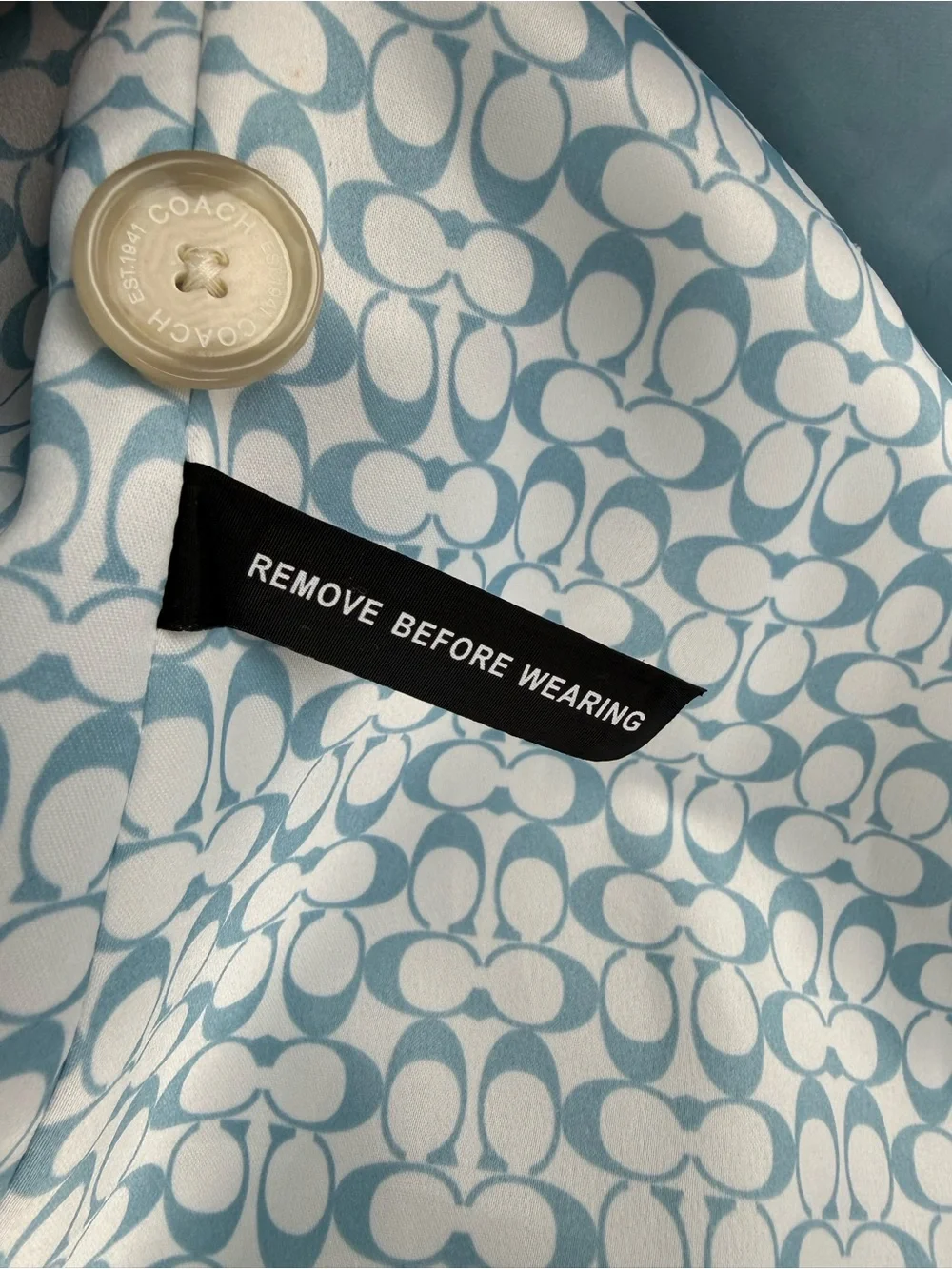 Coach Powder Blue Women's Single-Breasted Trench Coat
